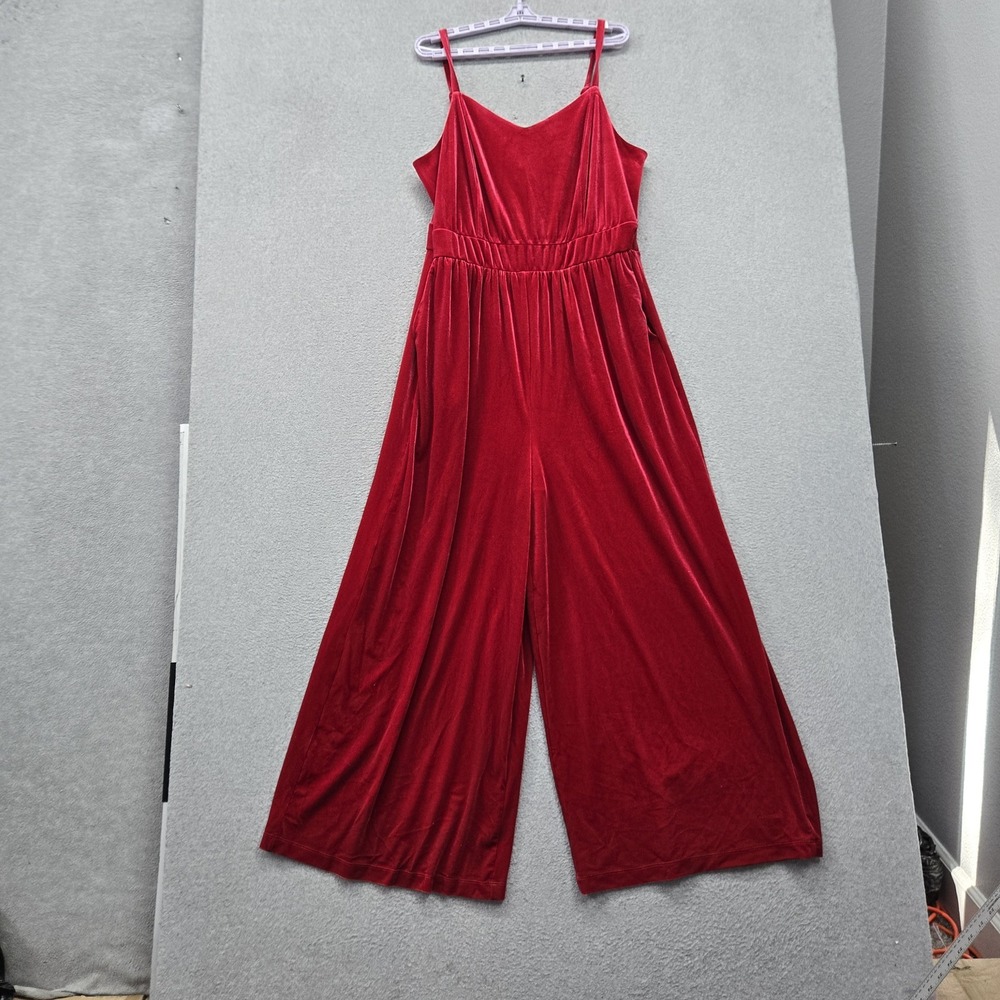 Torrid Women Jumpsuit 1 (1X 14-16) Red Velvet Cami Wide Leg Jumpsuit